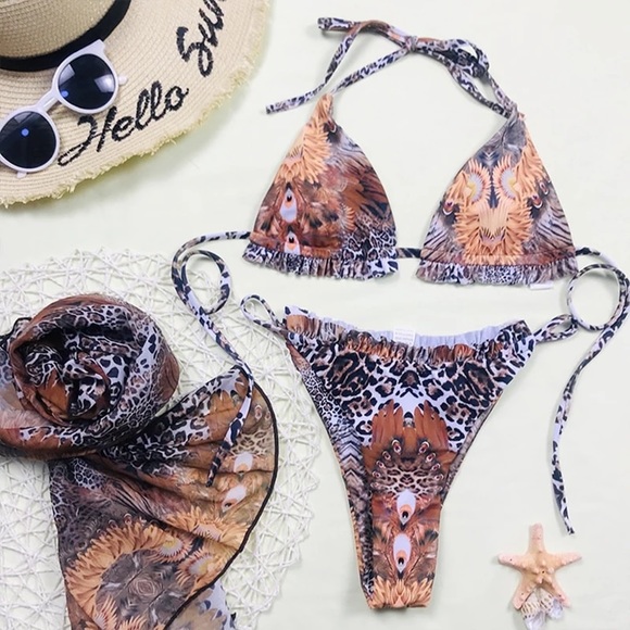 Maracay Bronzed Jungle Tropics Bikini 3 Piece Set - Picture 7 of 8